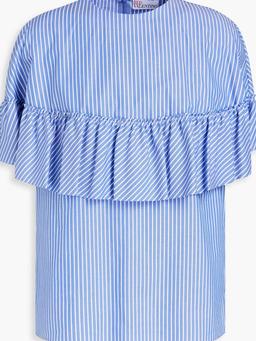 Ruffled striped cotton Oxford top