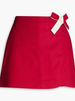 Skirt-effect bow-detailed cotton-blend shorts