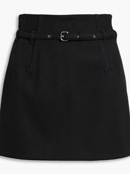 Skirt-effect belted twill shorts
