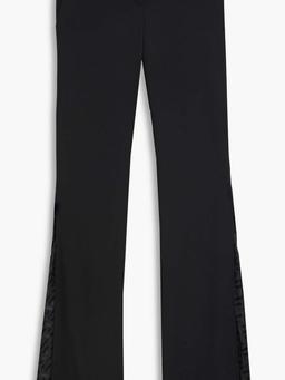 Silk jacquard-paneled grain de poudre wool-blend flared pants