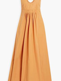 Laurette cutout gathered cotton-poplin maxi dress
