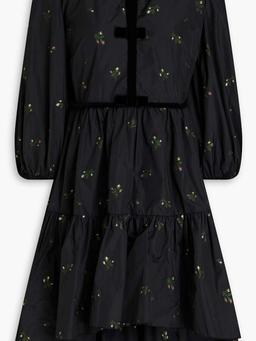 Tiered fil coupé taffeta mini dress