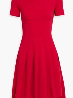 Point d'esprit-trimmed pleated stretch-jersey mini dress