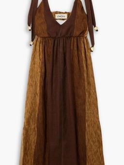 Dalal open-back embellished striped woven maxi dress