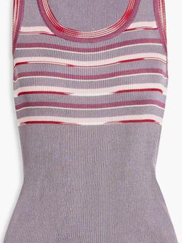 Space-dyed striped crochet-knit tank