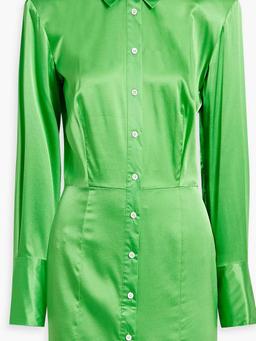 Silk-blend satin mini shirt dress