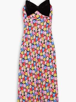 Leanna bow-detailed floral-print voile midi dress