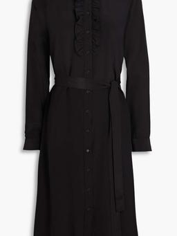 Belted silk crepe de chine shirt dress