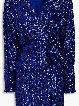 Sequined tulle mini wrap dress