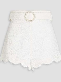 Belted corded lace shorts