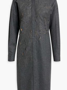 Laser-cut wool-blend felt shirt dress