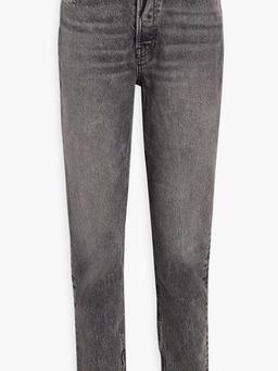 Faded high-rise straight-leg jeans