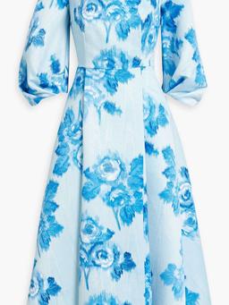 Gabby pleated floral-print faille midi dress