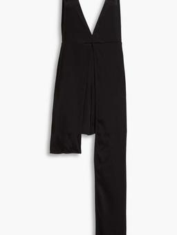 Asymmetric draped satin playsuit