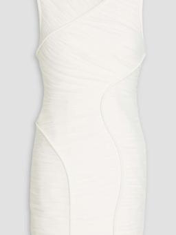 Ruched mesh mini dress