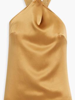 Estor twist-front washed silk-satin halterneck tank