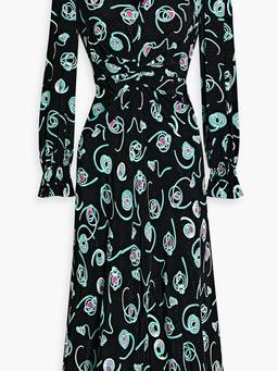 Anaba twisted printed jacquard midi dress
