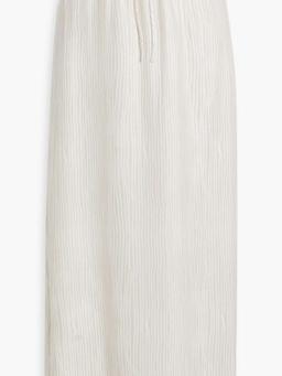 Striped silk-crepe midi skirt