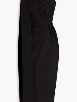 One-shoulder pleated crepe gown