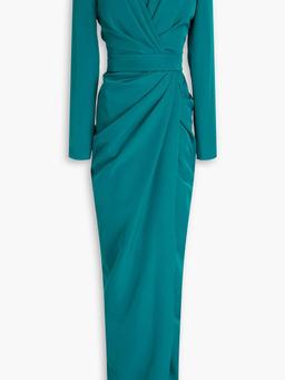 Wrap-effect draped crepe gown
