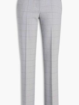 Checked wool-blend straight-leg pants