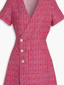 Cutout tweed mini wrap dress