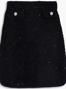 Sequin-embellished metallic knitted mini skirt