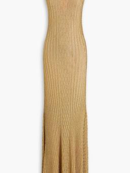 Metallic ribbed-knit maxi dress