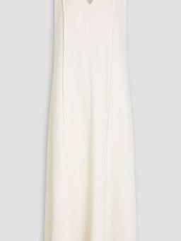 Bead-embellished pleated crepe maxi dress