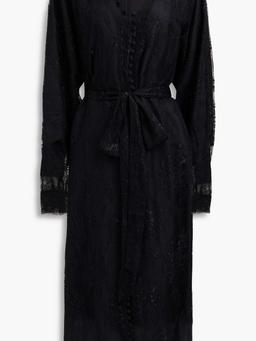 Belted corded lace midi dress