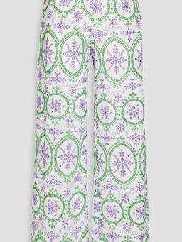 Brigid broderie anglaise cotton-blend wide-leg pants