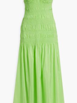 Kalli strapless shirred cotton and silk-blend maxi dress