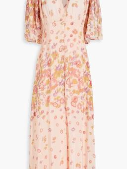 Floral-print satin midi dress