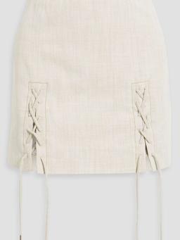 Possibility lace-up cotton-blend canvas mini skirt