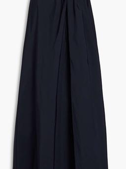 Draped cotton-blend taffeta maxi skirt