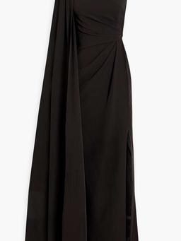 Embellished draped crepe gown