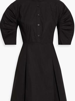 Pleated cotton-poplin mini dress