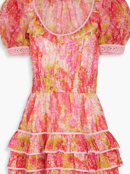 Safiya ruffled floral-print cotton and silk-blend mousseline mini dress