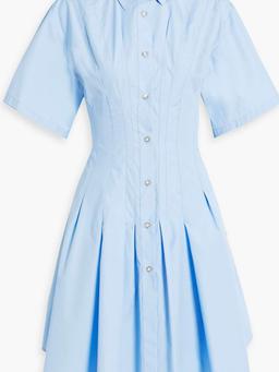 Pleated cotton-poplin mini shirt dress
