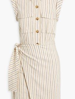 Giselle wrap-effect striped linen-blend mini dress