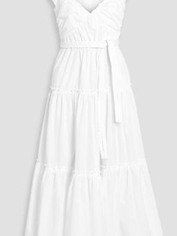 Anastasia tiered cotton-poplin midi dress