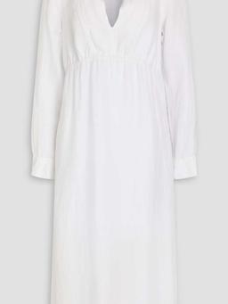 Empire gathered Lyocell and linen-blend midi dress
