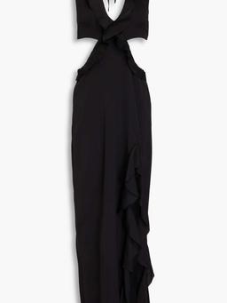 Cutout silk-blend crepe de chine halterneck maxi dress