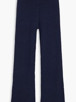 Crochet-knit cotton-blend wide-leg pants