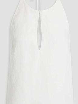 Cutout linen and Lyocell-blend halterneck top