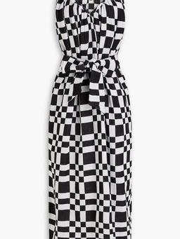 Checked cotton and TENCEL™-blend gauze midi dress