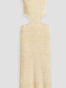 Cutout frayed silk and cotton-blend midi dress