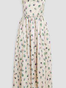 Florence gathered printed satin maxi dress
