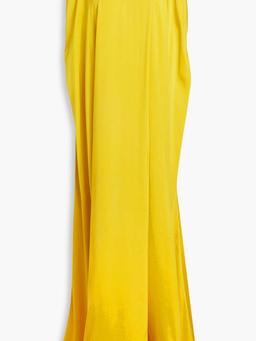 Parvina cape-effect draped silk-satin gown