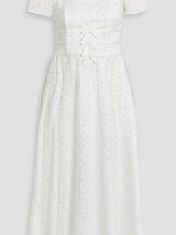 Scarlett bow-detailed flocked tulle midi dress